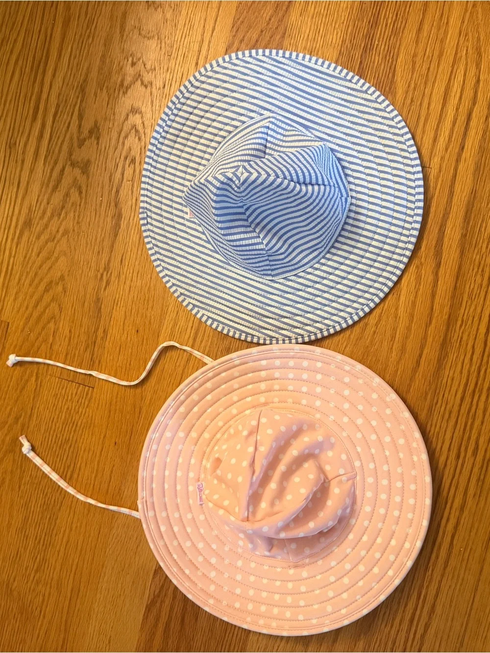 Ruffle Butts Blue & White striped and Pink Dot Swim Hat 0-12 month